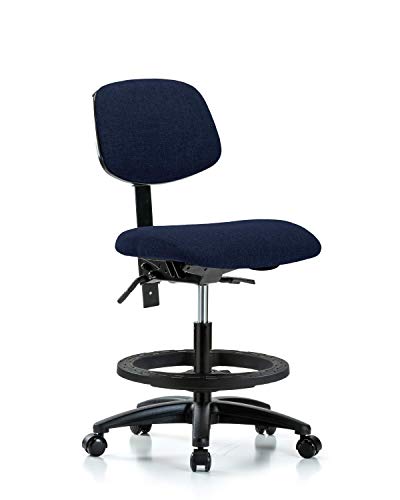 Labtech Seating LT42398 Cadeira de bancada média, tecido, base de nylon - anel de pé preto, rodízios, preto