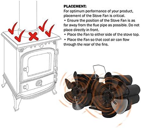 Fã de fogão alimentado por calor Kishi - 12 Blades Fan Fomplace com acessórios de fogão a lenha não elétricos e alimentados