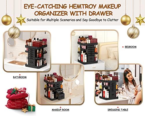 Organizador de maquiagem de Hemtroy com 6 gavetas [atualizado], organizador de perfume ajustável para escovas de cuidados