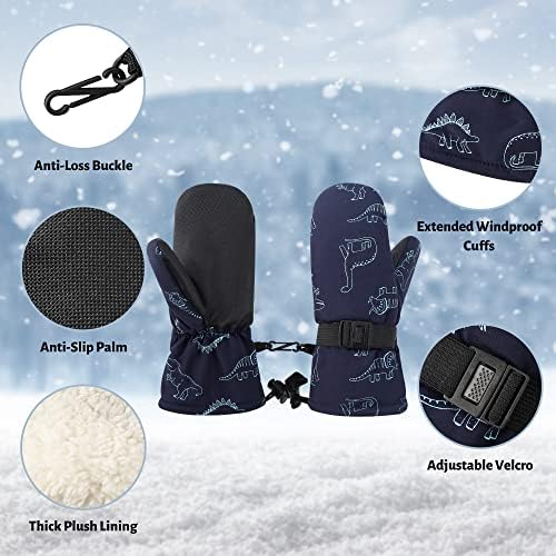 Luvas de neve para criança Luvas à prova d'água Lacuinhas de lã quente Crianças Luvas de neve de inverno Mittens de esqui para