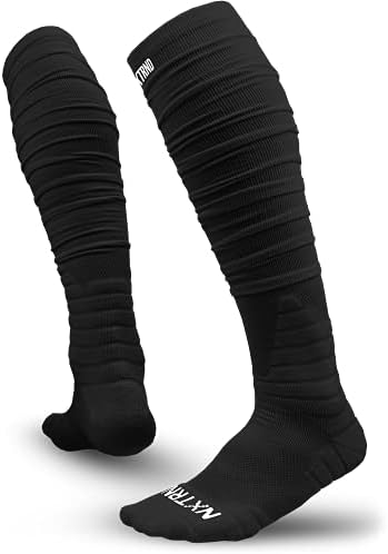 NXTRND XTD Scrunch Meias de futebol, meias esportivas muito longas acolchoadas para homens e meninos