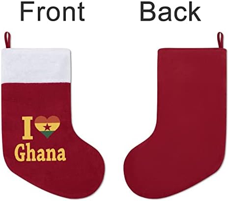Eu amo o Gana personalizado com meia -lareira de Natal Festa de Família Decorações penduradas