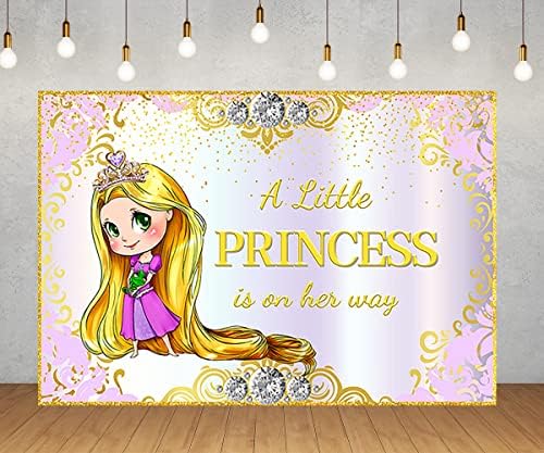 Uma princesa de Littele está a caminho do pano de fundo para decorações de festas de chá de bebê emaranhado Baby Princess Rapunzel