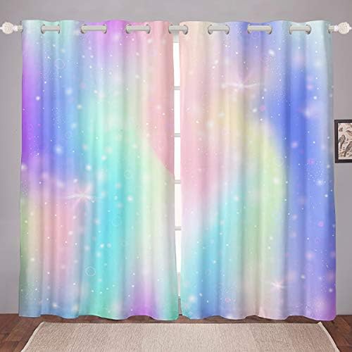 Cortinas de céu estrelado para crianças meninos meninas meninas crianças arco -íris painéis de cortina de janela feminina,