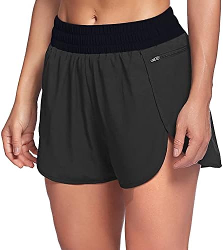 Seaintheson shorts leves femininos de alta cintura alta executando shorts elásticos de cintura alta shorts de bolso esportivo treino