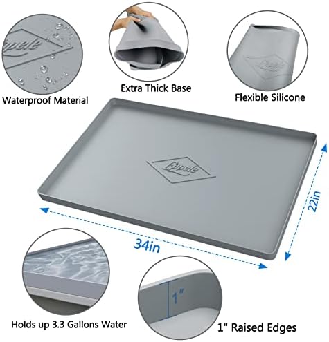 Bandeja de armário de cozinha de tapete eapele, 34 x22, silicone à prova d'água flexível fabricado, segure até 3,3 galões de líquido