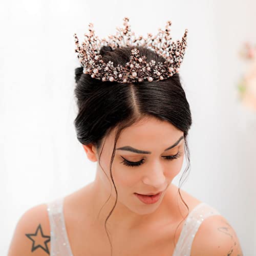 Bartosi Barroco coroas vintage Printage Crown Bride Wedding Tiara Rhinestones Queen Crown Hair Acessórios para Brithday