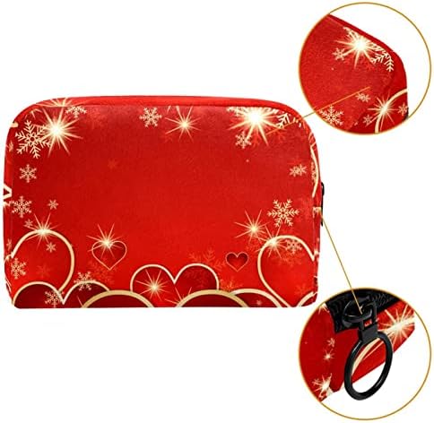 Bolsas de cosméticos para mulheres, bolsas de bolsas de maquiagem de maquiagem Bolsa de maquiagem Girls, Snowflake Red Heart Valentine