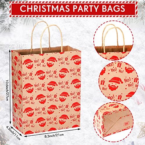 36 PCs Bolsas de presente de Natal Classic Variety Kraft Gift Sachs com alças grandes sacolas de Natal Bolsas de presente