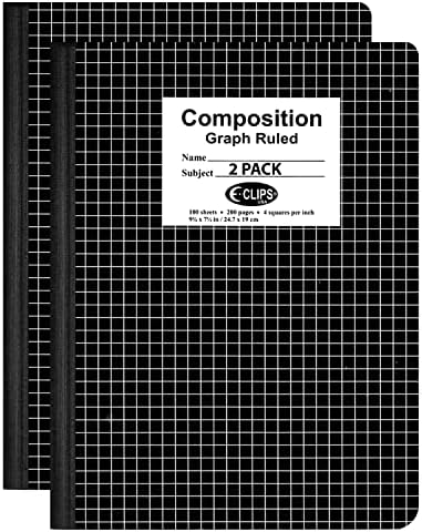 Notebooks de composição Veeboost, Quad governou, notebook de composição de papel gráfico, notebook de composição gráfica, 100 folhas,
