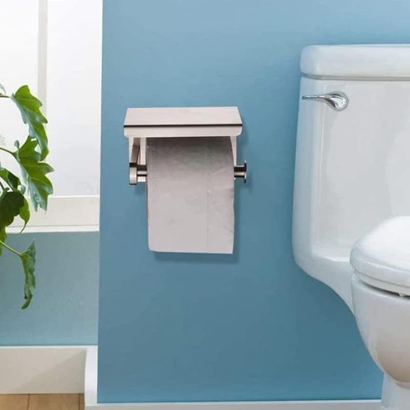 Sob o suporte de papel do gabinete, suporte para papel de papel higiênico auto-adesivo ou de perfuração de parede, armazenamento de papel dos suportes de tecido com prateleira de armazenamento de telefone móvel