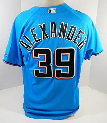 Miami Marlins Nathan Alexander 39 Game usou Jersey Blue 46 DP21969 - Jogo usada MLB Jerseys