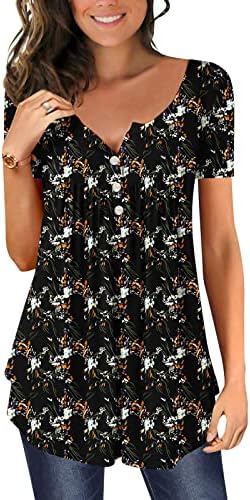 Senhoras de manga curta algodão gráfico floral casual solto fit relaxado blusa de ajuste camiseta de pescoço para meninas adolescentes