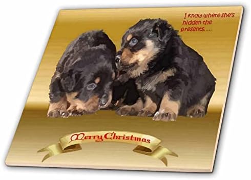 Vetor de 3drose Rottweiler Feliz Natal desejos - azulejos