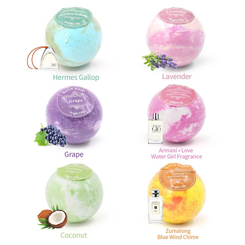 Bath Bombs Gift Box Conjunto, 6 bolas de banho de sal extra de 5 oz, contendo óleo de coco e mistura de óleo de abacate,