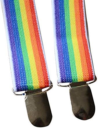 Huaai Kids Boys and Girls Rainbow Pattern Suspenders Trecy para crianças Ajuste elástico ajustável Conjuntos de