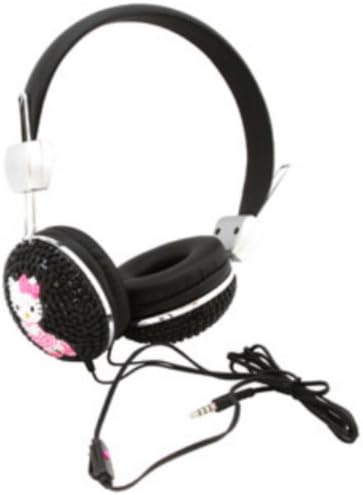 Hello Kitty Bejeweled fones de ouvido com microfone - preto