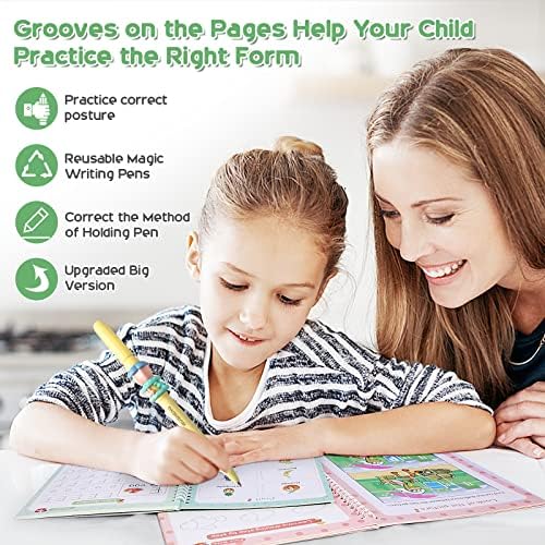 ASign Magic Ink Copybooks for Kids Reutilable Handuscritor Books para pré -escolas Grooves Modelo Design e ajuda de caligrafia