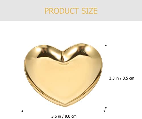 Zerodeko 2pcs jóias de metal prato de metal bandejas de armazenamento em forma de coração bandeja de bugiganga de aço inoxidável