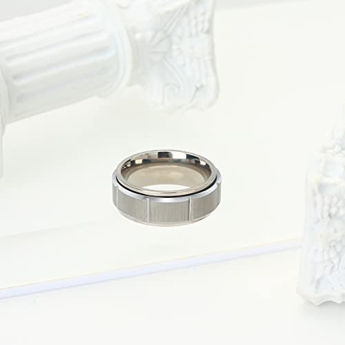 6/8m mm de tungstênio tungstênio spinner de casamento anéis de meio tamanho, anel de ansiedade de níquel livre para homens, anel de