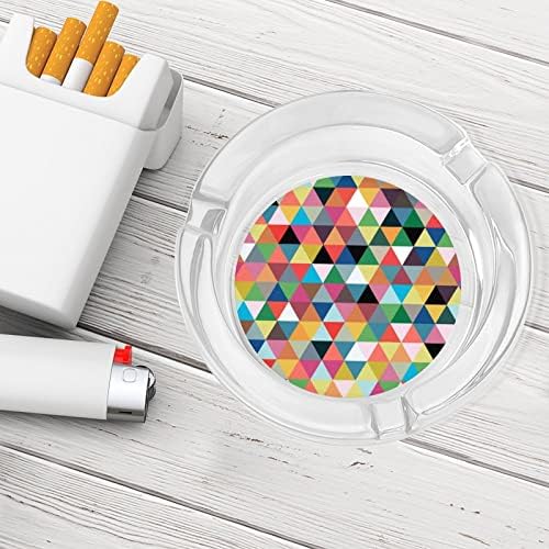 Padrão geométrico de triângulo redondo cinza de vidro portador para cigarros bandeja de cinzas fumantes fofas