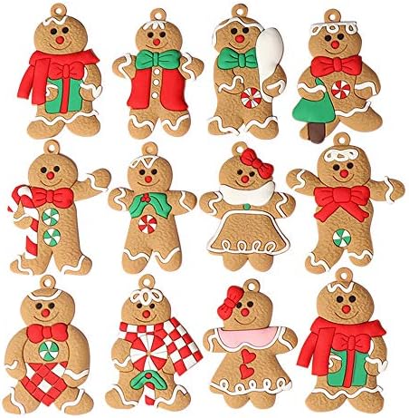 Zorpia 12pcs Gingerbread Man Ornamentos para a árvore de Natal - figuras variadas de gengibre plástico para as decorações