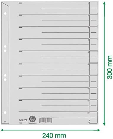 Divisores de cartão Leitz A4 pacote cinza de 100