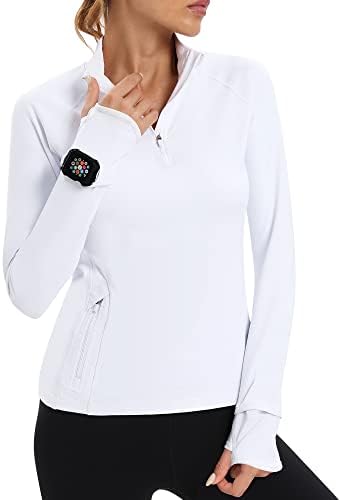 Runhit upf50+ manga longa camisa de compressão mulher 1/4 zip sloprover de proteção solar camisetas mulheres camisas de