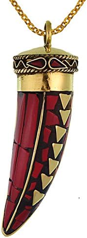Brass Red Brown Pingente Sabre de dente de ouro Tiles de mosaico de ouro Triângulos Chain Nickel Stone Free Stone Brass