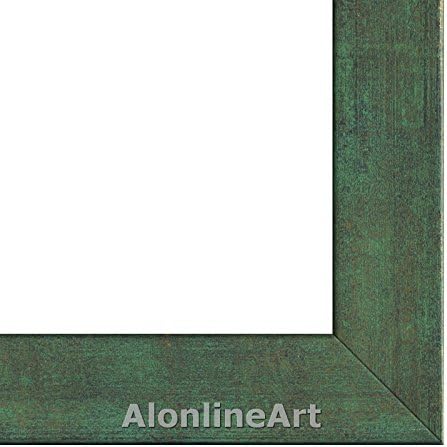 ALONLINE ART - SERPENÇÕES DE ÁGUA SNAKES POR GUSTAV KLIMT | Imagem verde emoldurada impressa em tela algodão, anexada à