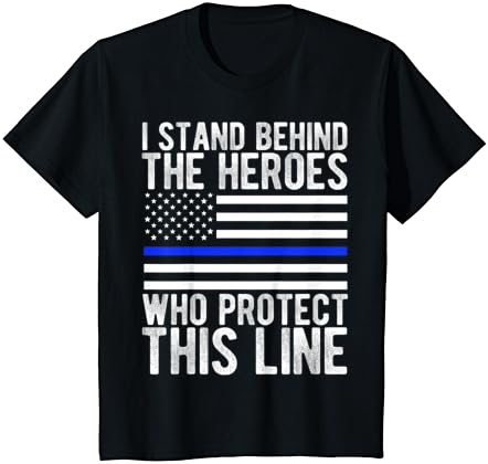 Bandeira fina de linha azul - camiseta de suporte da polícia do herói da polícia