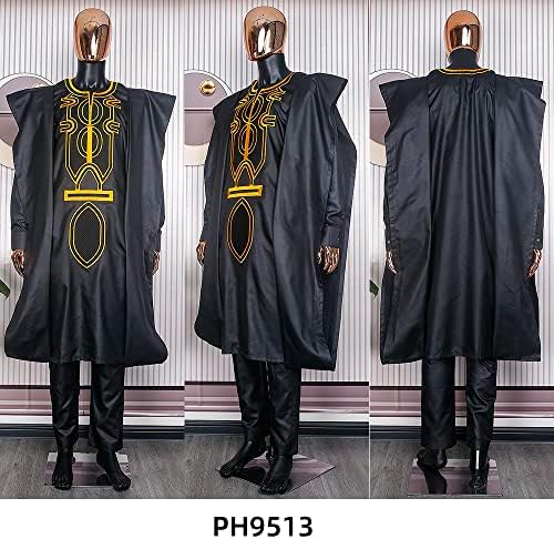 Traje africano em HD para o homem de shinestone agbada conjunto de roupas bordado boubou caftan 3 peças roupas