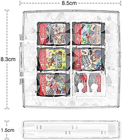 Heystop Diamond Game Card Case Compatível com jogos Nintendo Switch, 12 slots Storage Protective Box com 2 SD Cards Holder, Slim and Portable Switch Storage Bag com armazenamento de jogo