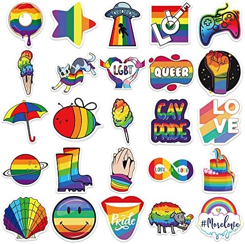 Adesivos de orgulho gay arco -íris lgbt cor, amor, adesivos à prova d'água para garrafas de água de computador adesivos