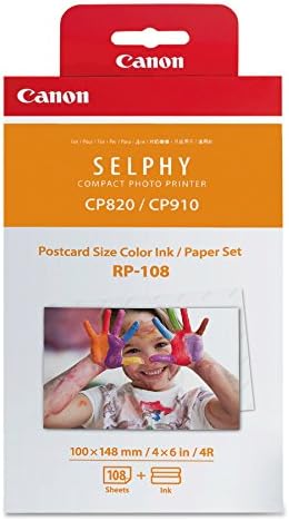 Conjunto de tinta/papel de cor canon, compatível com Selphy CP910/CP820/CP1200, RP-108