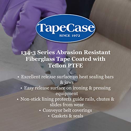 Taquecase 134-3 Ptfe Tan Abrasão resistente a fibra de vidro de fibra de vidro, adesivo de silicone, grau industrial - 18 Largura,