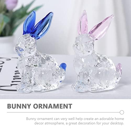 Sewroro 2pcs Crystal Bunny Rabbit Crystal Bunny Figurines Crystal Clear Animal Sculpture Piede Central Tabela Decoração Home