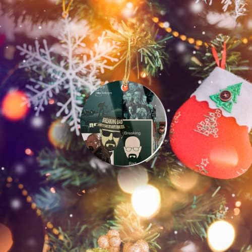 Ornamento de árvore de Natal quebrando o x-Mas Bad Home Collage Decor Circle para férias, decoração de festas, ornamentos