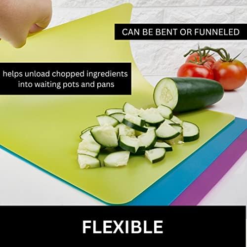 Conjunto flexível de tacos de corte de plástico, colorido conjunto de tábua de cozinha de 3 tapetes coloridos