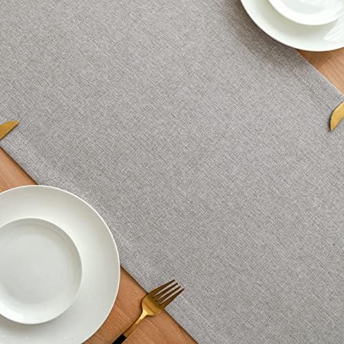 Homease Cotton Linen Table Runner 47 polegadas de comprimento, estilo rústico da fazenda para a sala de jantar, férias de casamento