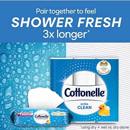 Cottonelle lenços úmidos laváveis ​​para adultos, 1 pacote de flip-top, 42 toalhetes, sem álcool, sem plástico