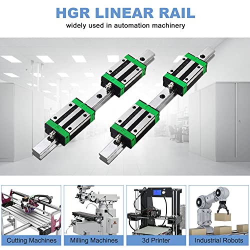 CNCMANS HGR20 Kit de trilho linear de guia 2pcs HGR20 Rails lineares de 400 mm e 4pcs HGH20CA Blocos lineares de rolamento,