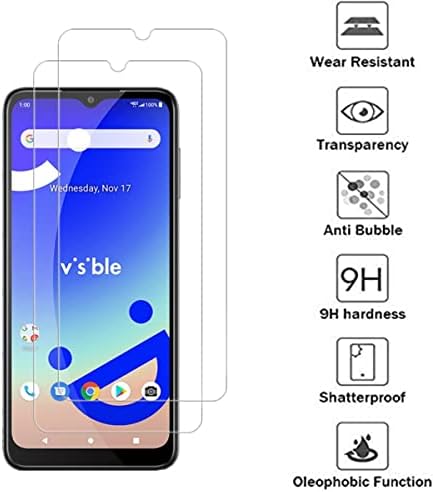 Protetor de tela VIESUP para meia -noite visível - [2pack] HD Anti -arranharia Caso Filme telefônico de tela de vidro temperado para