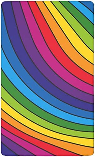 Mini-berço com tema arco-íris, lençóis de berço, lençóis de berço portáteis, lençóis de cama macios e respiráveis, de menino ou garotas ou berçário, 24 “x38“, multicoloria