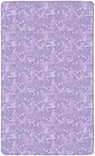 Folha de berço com tema lilás, colchão de berço padrão equipado com folha de colchão macio de criança macia para meninos ou garotas