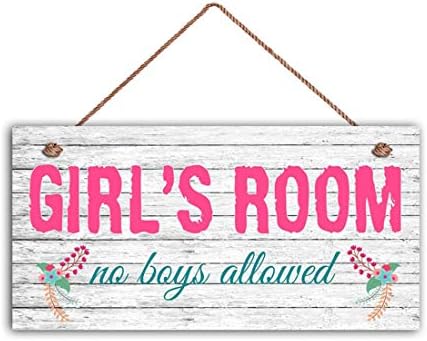 Maiyuan Girl's Room Sign, nenhum garoto permitido, decoração do quarto de meninas, berçário, sinal da porta da menina, placa de quarto, presente de aniversário, sinal de 5 x 10