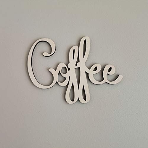 Way de corações - Sinais de café de madeira para café - Sinal de barras de café - 9,45 x 6,95 polegadas - Decoração de parede de cozinha - DIY Natural Wowwood Corte com estêncil - Decoracion Para Cocina