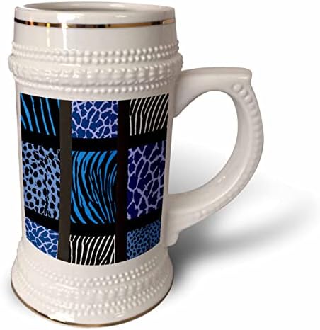 3drose uma divertida mistura de tigre, zebra e muito mais em blues - 22oz de caneca