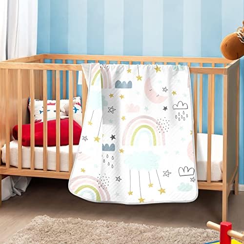 Cobertor de arco -íris cobertor de algodão estrela para bebês, recebendo cobertor, cobertor leve e macio para berço, carrinho,