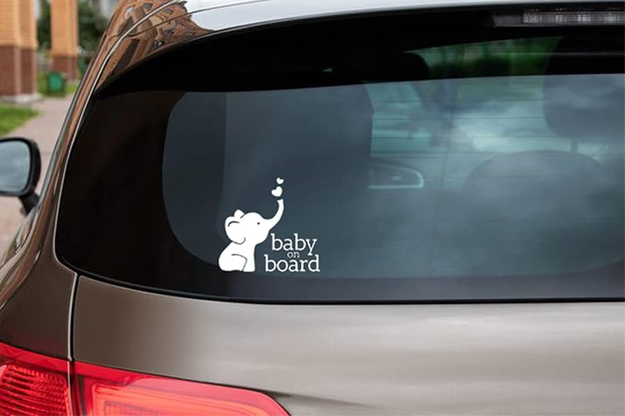Bebê a bordo do pequeno decalque de vinil de elefante em decalque de carro para pára-choques de janelas de carro-
